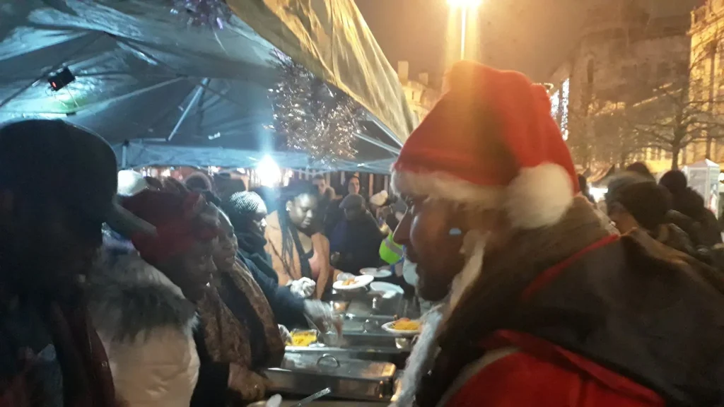 KICC The City of Refuge Christmas homeless outreach serving food in Manchester
